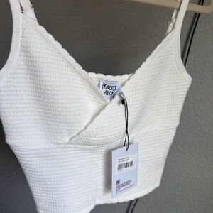 Princess Polly Ivory Textured Crop Top